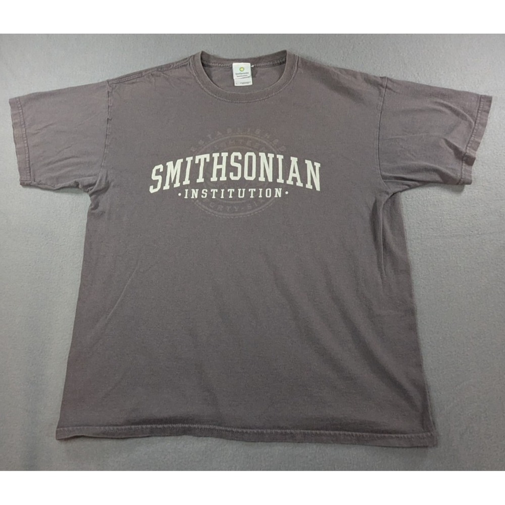 Smithsonian Institution Mens Graphic Logo T-Shirt Size Large Gray Cotton